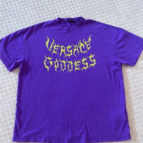 Versace Purple and Green Graphic Tee - Picture 3 of 7